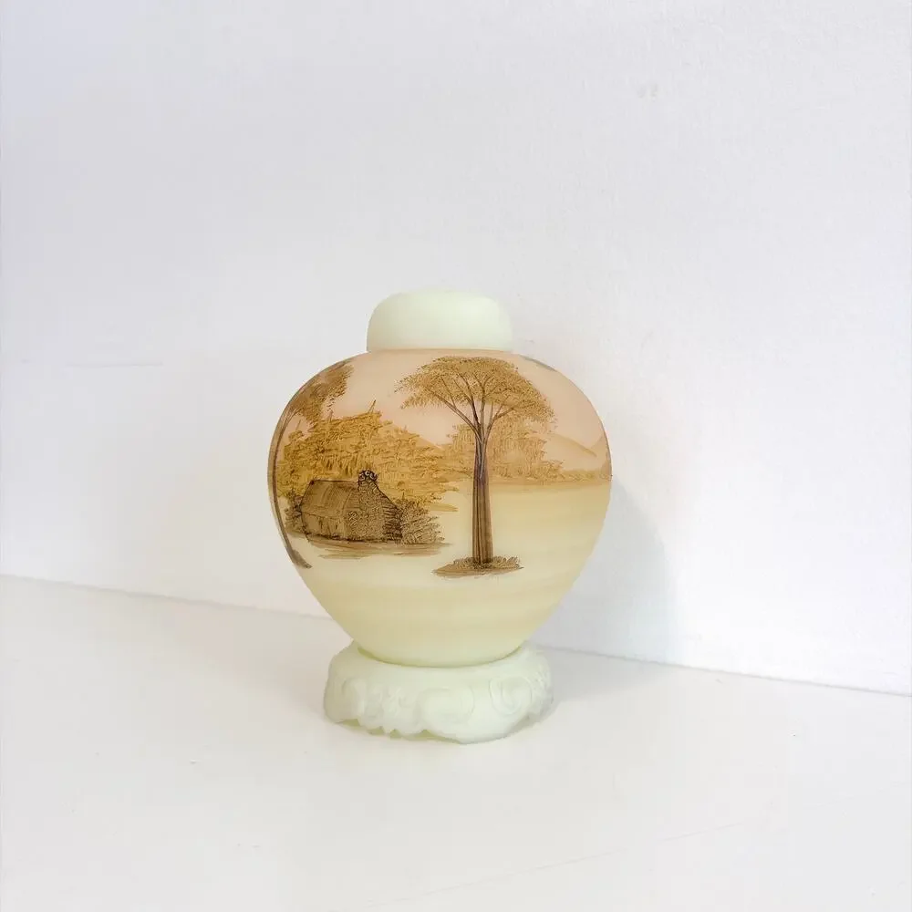 VINTAGE FENTON ART GLASS GINGER JAR 3-PC 